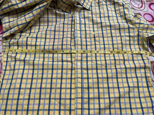 Yellow Shirt With Blue Colour Checked