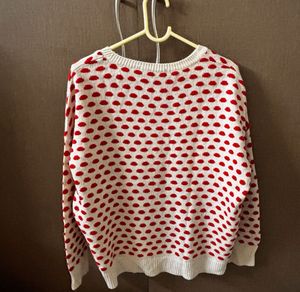Comfyy Red Polka Dot Sweater