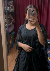 Black Fringe Kimono-style Shrug