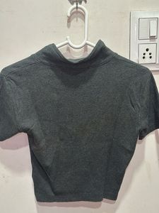 Gray Polo Crop Top