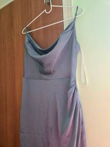 Silky Greyish blue Slip Dress
