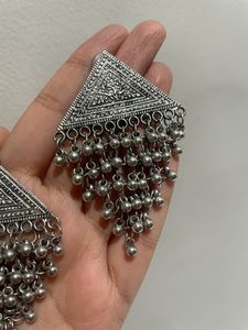 Oxidised Triangle Jhumkas