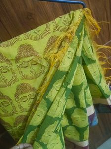Buddha Print Cotton Saree