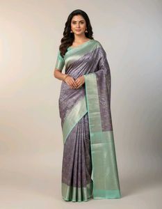 Elegant Purple & Green Silk Saree