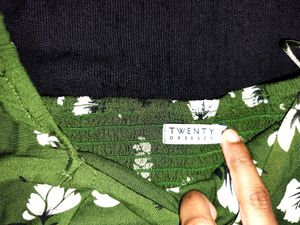 Green Floral Ruffled Top