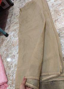 party wear gold crush saree