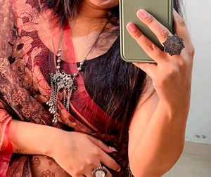 Black Transparent Printed Saree