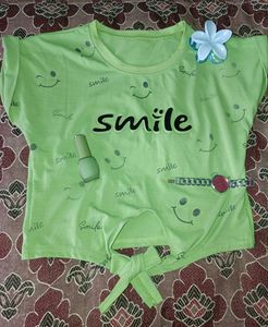 Smile Print Green Top
