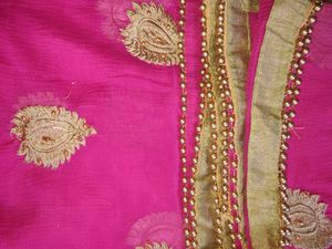 Pink Dupatta With Golden Work