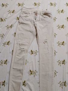Distressed White Jeans