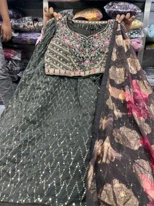 🔥 Grey Designer Lahenga 🔥