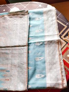 Light Blue Woven Fabric with Paisley Detail