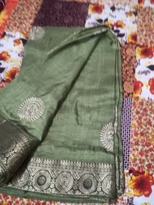Green Silk Saree with Blouse
