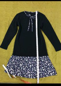 Black Dress with Floral Ruffle