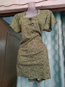 Green Printed Night Suit