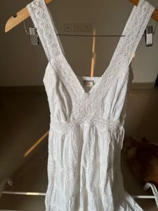 White Tiered Lace Trim Maxi DRESS