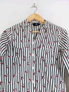 MAX Striped Cherry Print Shirt