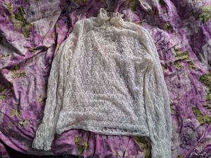 Korean Made Turtle Neck Mesh Top