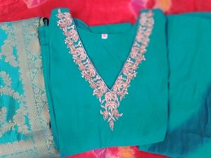 V Neck Trending Kurta Plazo Pant With Dupatta