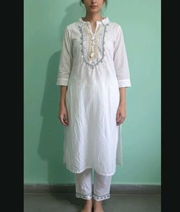 White Embroidered Kurta Set
