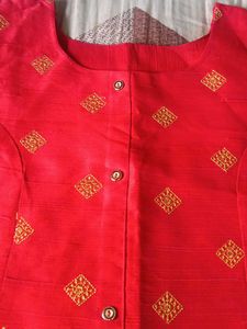Red Embroidered Kurta