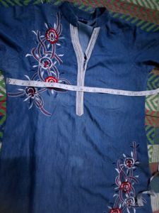 Embroidered Denim Tunic