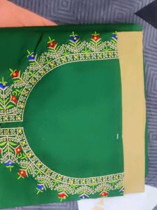 Green Embroidered Kurti Material
