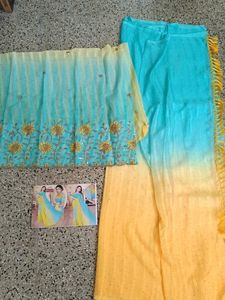New Blue N Yellow Saree