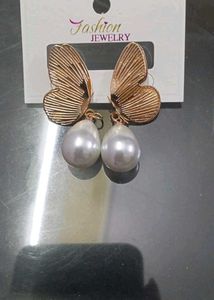 Butterfly Pearl Drop Earrings