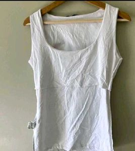 ZARA Basic White Double Layered Tank Top
