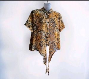 Imported Tiger Printed Top With Full Button Open