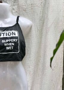 48156. Caution Slippery When Wet Crop Top