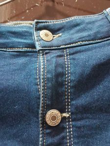 Denim Button-Front Skirt