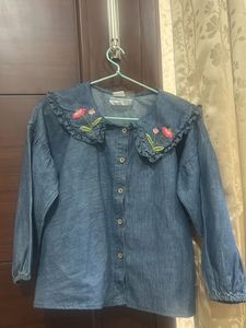 Embroidered Denim Top