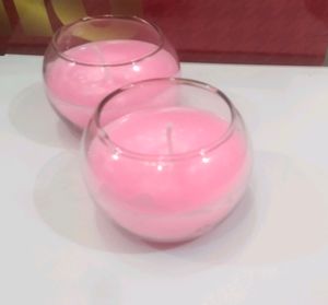 Beautiful Light Pink Scented Glass Candle