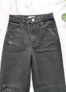 Zara Ripped Wide Jeans