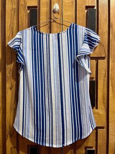 Striped Ruffle Sleeve Top