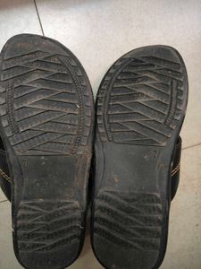 Black Leather Flip Flops