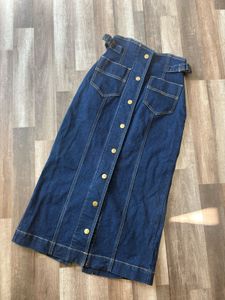 Denim Button-Down Midi Skirt