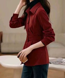 Long Sleeves Belted Corduroy Shirt