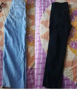 Light Wash Straight Leg Jeans 2set Black &amp; Blue
