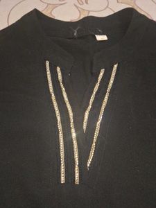 Black Blouse with Embellished Detail