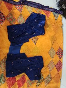 Vibrant  yellow Patterned georgette saree with blo