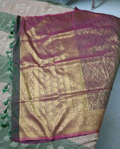 Elegant Pink &amp; Gold Saree