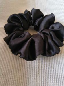 Black Satin Scrunchie - Large Size