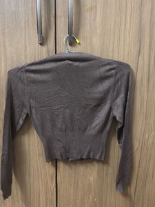 Brown Cropped Cardigan