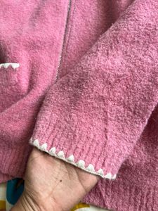 Pink Knit Zip-Up Jacket