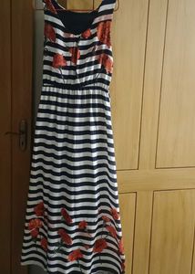 Striped Floral Maxi Dress