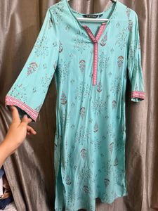 Blue Pink Boarder Kurta Top