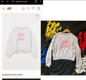 H&M Girls Graphic crop oversized sweatshirt